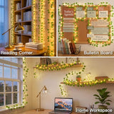 suddus Vine with Fairy Lights Battery Operated, 33ft100 LED Pothos String Lights with Remote, Leaf Lights for Bedroom, Room, Wall, Garden, Party, Wedding Dorm Decor(Warm White)