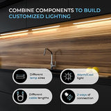 EShine 12 inch LED Dimmable Under Cabinet Lighting Strip, NO Sensor, Black, with Accessories (No Power Supply Included), Warm White (3000K)