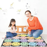 JarThenaAMCS 3.3 x 4 Ft Smile Face Area Rug Large Emotion Mat Colorful Composition Non-Slip Soft Fluffy Mental Health Floor Carpet for Back to School Living Bedroom Playroom