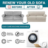 Turquoize 4 Pieces Sofa Covers for 2 Individual T Cushion Couch Sofa Slipcover Bundle 3 Pieces Loveseat Slipcover, Island Fossi