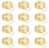 Yiaht 12 Pack Fairy Lights Battery Operated String Lights 7 Feet 20 Led Waterproof Christmas Lights Silver Wire Firefly Starry Moon Lights for Bedroom DIY Party Wedding Patio Christmas