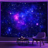 Faxdong Blacklight Galaxy Universe Space Tapestry, UV Reactive Starry Night Sky Mysterious Nebula Stars Ceiling tapestries for Bedroom Backdrop Wall Decor 36×48 inch