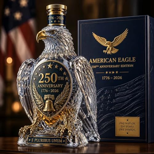 American 250th Anniversary Commemorative Bottle, Patriotic Eagle Shaped Decorative Whiskey Bottle, 1776-2026 Collectible Desktop Display Ornament for Home Office Holiday Decor (1Pc)