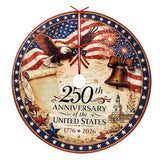 250th Anniversary Tree Skirt, 47'' 4th of July Tree Mat Patriotic Decorations American Flag Eagle Independence Day Christmas Holiday Party Decor Supplies