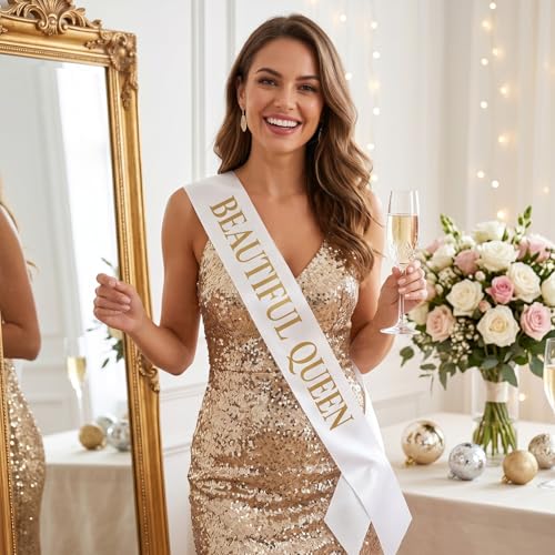 50 Pcs White Sash Blank Satin Pageant Sash 2026 Bulk White Sashes Blank for DIY Homecoming Wedding Birthday Party Decor
