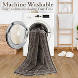 Lahome Modern Bordered Machine Washable Rug, Ultra-Thin Soft 3x5 Rugs for Entryway Bedroom, Non-Slip Stain Resistant Small Carpet for Laundry Entry（3'x 5',Brown