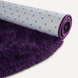 Softlife Oval Fluffy Rugs for Bedroom, 2.6 x 5.3 Feet Shag Cute Area Rug for Girls and Kids Baby Room Home Decor, Indoor Carpet for Nursery Dorm Living Room, Dark Purple