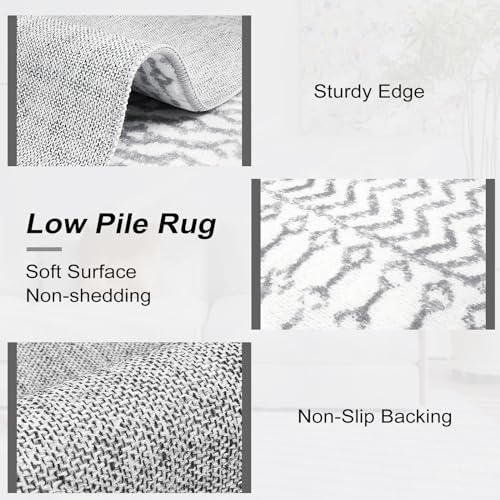 3x5 Ivory Gray Washable Door Rugs with Non-Slip Backing