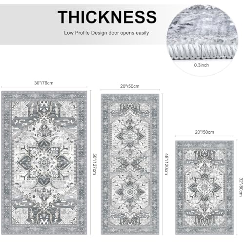 Washable Kitchen Runner Rugs Set of 2 with Non Slip Rubber Backing