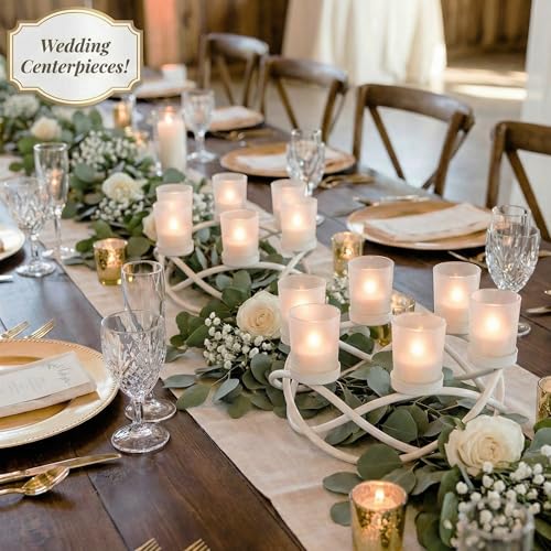 Tealight Candle Holder Centerpieces for Wedding Decor, White