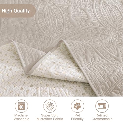 Beige Loveseat Covers for 2 Cushion Couch, Water-Repellent Quilted Covers for Sofa, Machine Washable Love Seat Couch Covers, Pet Friendly Loveseat Slipcovers (Loveseat 48", Beige Cream)