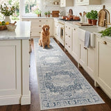 2x10 Washable Runner Rug for Hallway Kitchen Entryway, Taupe/Grey