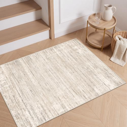 2x3 Entryway Rug Washable Area Rug, Non-Slip Kitchen Mat Beige