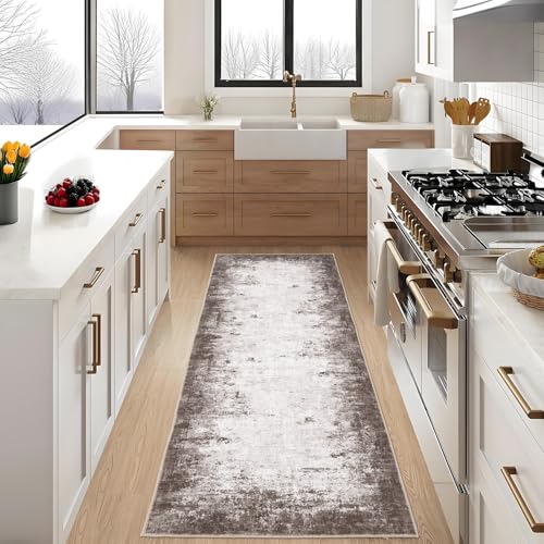 GarveeHome Entryway Rug 2x3 Washable Modern Abstract Small Brown