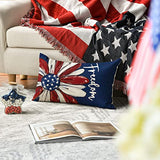AVOIN colorlife 4th of July Freedom Throw Pillow Cover, 12 x 20 Inch Patriotic Memorial Day America Stars Blue Cushion Case for Sofa Couch