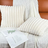 18x18 Throw Pillow Covers Set of 2, Decorative Faux Fur Covers for Bed, Couch Soft Fluffy Pillow Cover with Velvet Back for Living Room, Neutral Home Décor Accent for Sofa - Cream White