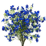 10 PCS Silk Flowers with Long Stems Artificial Flower for Tall Vase Outdoors Fake Babys Breath Bouquet Faux Floral Wedding Party Decoration Home Indoor Table Centerpiece Decor (Blue)