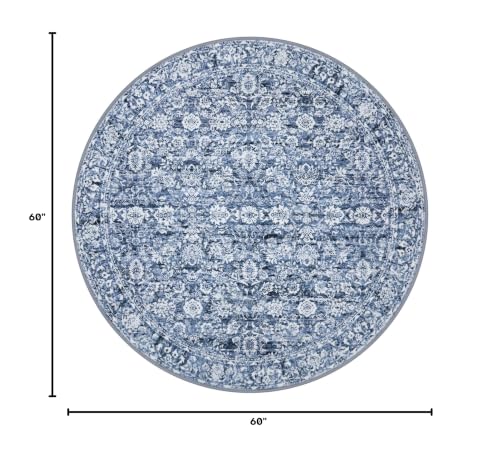 Washable 5ft Circle Round Rug, 5x5 Non-Slip Soft Circular Area Rugs