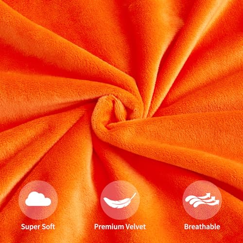 Fall Orange Throw Pillow Covers Decorative Velvet Set of 2 18x18 Inch Pillow Covers, Soft Burnt Orange Pillowcases for Couch Sofa Bed Living Room, Farmhouse Boho Decor, Accent Cushion Covers