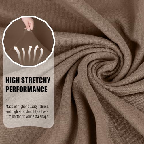TAOCOCO Loveseat Recliner Cover 2 Pieces Stretch Loveseat Covers for 2 Seat Reclining Sofa, Soft Polyester Fabric Furniture Protector Washable Loveseat Reclining Cover (2 Seat, Light Coffee)