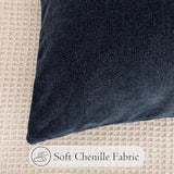 Chenille Lumbar Pillow Covers 14X36 inch Dark Blue