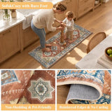 HEBE Boho Kitchen Rugs Set of 3, Non Slip Washable Kitchen Mats for Floor