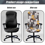 Cartton Cat Office Chair Cover Stretch Slipcover for Desk Chair Easy to Remove and Wash Furniture Protector Dust Cover for Universal Rotating Boss Computer Armrest Chairs