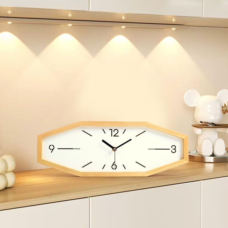 DaguyS Wooden Retro Wall Clocks, 18 Inches Square Clocks Rectangular Wall Clock Battery Operated Silent Non-Ticking, for Kitchen Living Room Office Home Desk Bedroom (Primary Color)