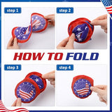 Gejoy 48 Pcs Independence Day Foldable Fan 4th of July Red White and Blue Handheld Round Patriotic Folding Flying Disc for Daily Use Festival Wedding Party Favors Decorations Portable, 8 Style