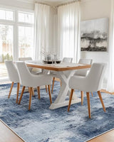6x9 Area Rug Living Room, Modern Abstract Washable Indoor Carpet Dark Blue