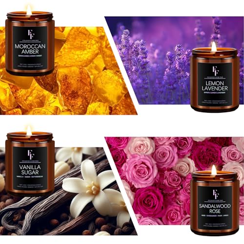 Scented Candles for Home Scented Aromatherapy Candles, 4 Pack 28 Oz Soy Wax Candle Gift Set Valentine's Day Gift for Women Men (Lavender/Vanilla//Sandalwood Rose/Moroccan Amber)