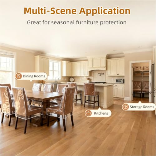 2 Pack Dining Chair Covers, Waterproof Chair Protectors Covers, Plastic Chair Covers for Dining Chairs Keep Chair Away from Stain Water Dust and Pet Claws W/21 x D/18 Fits Seatbacks 16-23"