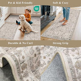 5x5 Square Washable Rug for Living Room: Non Slip Indoor Entryway Foot Carpet for Kitchen, Boho Soft Beige 5ftx5ft Low Pile Neutral Area Rug for Dining Room Bathroom (Beige, 5x5)