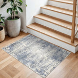 Washable Entryway 2x3 Area Rug: Small Abstract Kitchen Rugs for Indoor Bathroom Entrance Non Slip Door Mat with Rubber Backing Ultra Thin Soft Carpet for Bedroom Pet Feeding Area (Blue Gray,2x3)