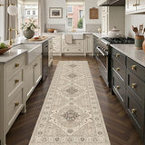 Washable 2x8 Entryway Runner Rugs, Vintage Non-Slip Low Pile Rugs Beige