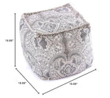 Mandala Life Art Pouf Ottoman - 20x20x20" - Foot Rest Stool - Gray Cube