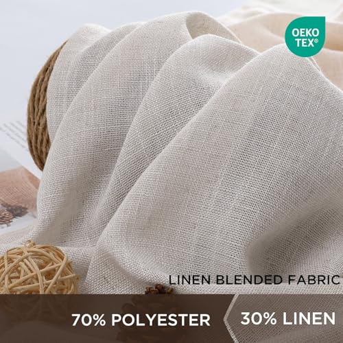 CUCRAF Natural Off White Linen Non See Through Semi Sheer Privacy Curtains 84 Inches, Light Filtering Curtain for Bedroom Living Room, 2 Panels Set Rod Pocket & Back Tab Window Drapes (52 x 84 Inch)