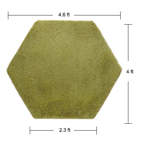 junovo Ultra Soft Rug for Nursery Children Room Baby Room Home Decor Dormitory Hexagon Carpet for Playhouse Princess Tent Kids Play Castle, Diameter 4.6 ft, Green