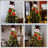Christmas Tree Topper Snowman Hugger with Lights Strips - Xmas Holiday Winter Wonderland Party Decoration Ornament Supplies