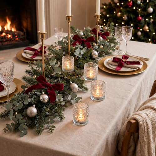 12 Pack Votive Candle Holders, Clear Tea Light Candle Holders for Home