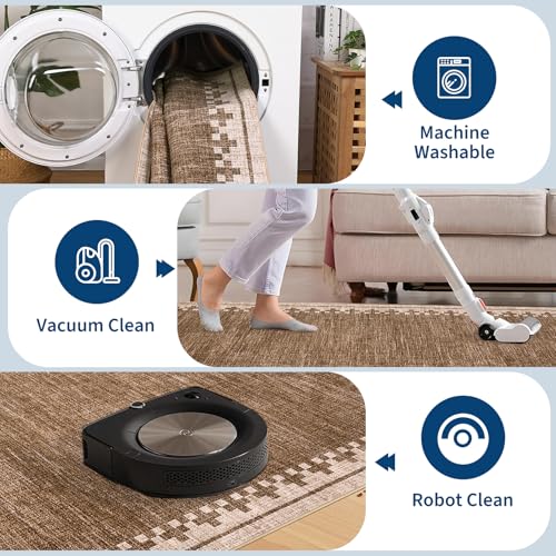 GarveeHome Non Slip 2x10 Hallway Runner Low Pile Washable Neutral Carpet