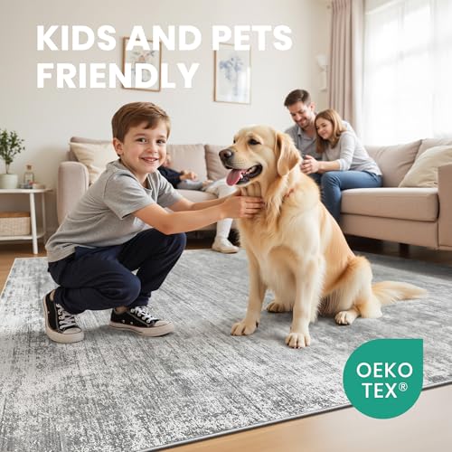 zesthome 8x10 Area Rugs for Living Room, Non-Slip Backing Washable Rug, Modern Abstract Area Rug, Stain Resistant Rugs for Bedroom, Ultra-Thin Large Area Rugs, Area Rug 8x10