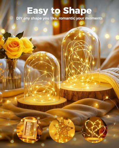 btfarm 12 Pack Fairy Lights Battery Operated, 7FT 20 LED Mini String Lights Waterproof Silver Wire for Mason Jars Centerpiece Table Crafts Bedroom Christmas Decoration, Warm White