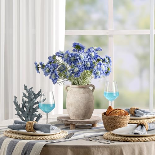 Dobbyby Ceramic Flower Vase 7.6 inch Farmhouse Rustic Vase Decorative Pottery Terracotta Vases for Home Decor Table Mantle Fireplace Living Room Bathroom Wedding Centerpiece (Whitewashed)