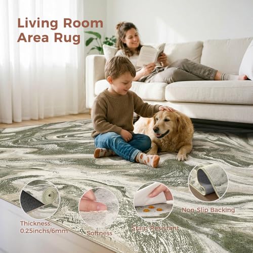 8x10 Area Rug for Living Room Washable Abstract Indoor Carpet