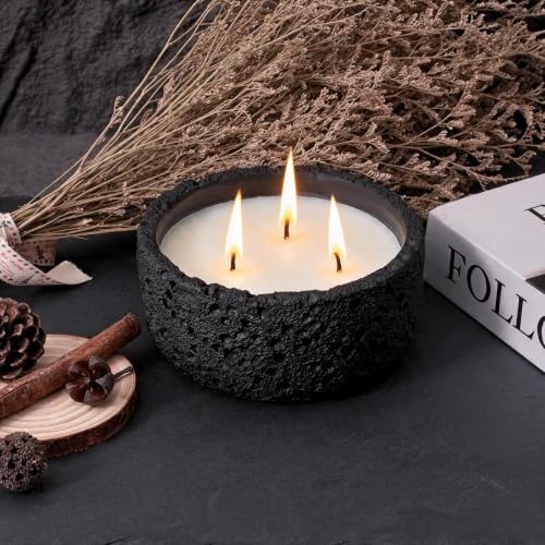 Viyffo 20oz Large Scented Candle - Eucalyptus & Rosemary, 3 Wick Non Toxic Soy Candles for Women & Men, Matte Black Ceramic Jar, Luxury Home Fragrance, Elegant Room Decor & Premium Birthday Gift