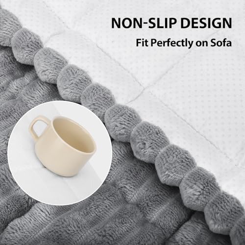 Fixwal Waterproof Dog Couch Cover, Washable Non-Slip Pet Couch Covers for Sofa, Leak-Proof Sofa Protector for Dogs, Pet Friendly Thick Soft Fuzzy Furniture Cover (Grey, 27.6" x 59.1")