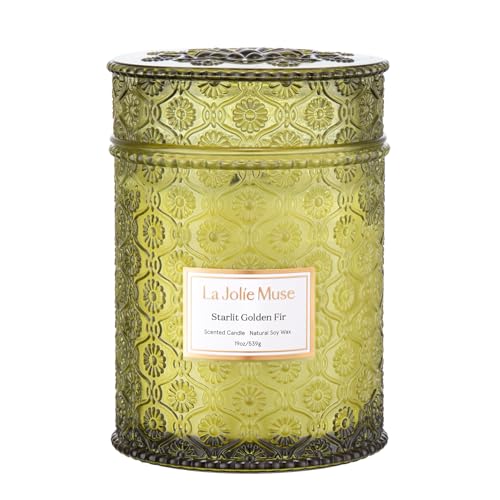 LA JOLIE MUSE Starlit Fir Pine Scented Candles for Home,19 oz Natural Soy