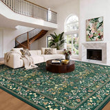 AMADA HOMEFURNISHING 8x10 Washable Area Rugs for Living Room, Non-Slip & Low-Profile Floral Large Area Rug with Durable Edge Binding, Soft Rugs for Living Room, Bedroom, Dining Room