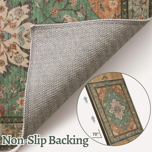 Tangsoo 5x7 Washable Area Rugs for Living Room, Vintage Indoor Non Slip Rug